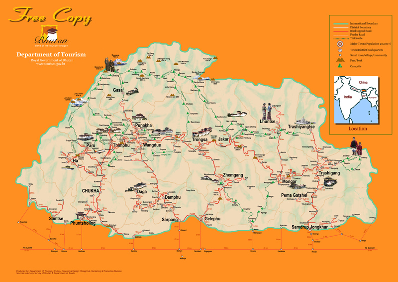 Map of Bhutan 
